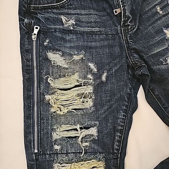 Mens Embellish nyc  distressed side abd ankle zipper jeans 34 - Picture 3 of 9